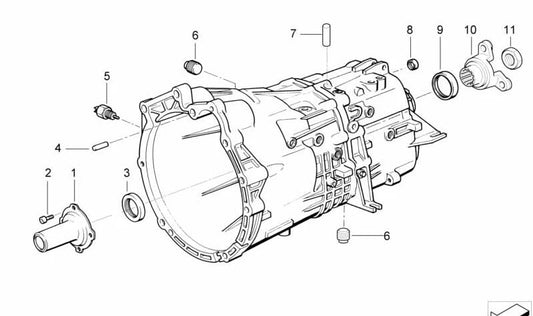 Brida de salida de transmisión OEM 23217521573 para BMW E46 320d {modelos: AP71, AP72, AP81, AP82, AS71, AS72, AS81, AS82, AZ12, AZ22}. Original BMW.