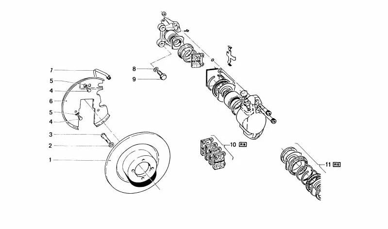 PILLE FRENO OEM Set 3411160175 per BMW E23, E24, E28, E30, E31, E32, E34, Z1. BMW originale.