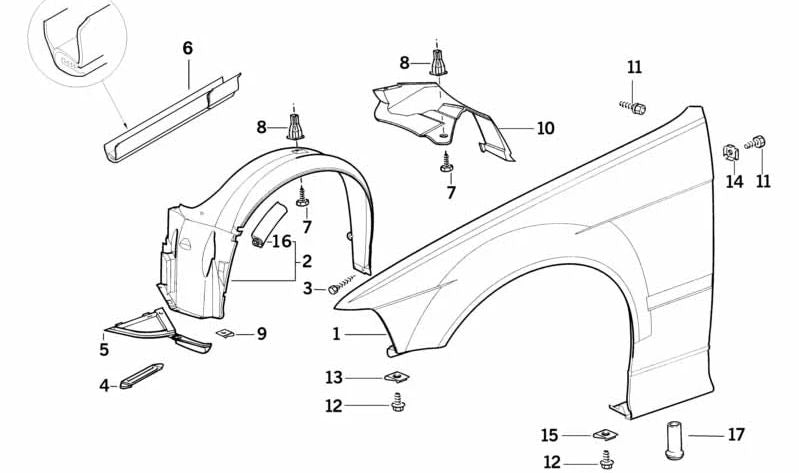 Soporte de rejilla del parachoques delantero OEM 51718132545 para BMW E36. Original BMW.