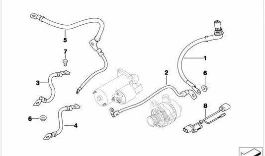 Cabo de inicialização B+ OEM 12427792817 para BMW E46. BMW original.