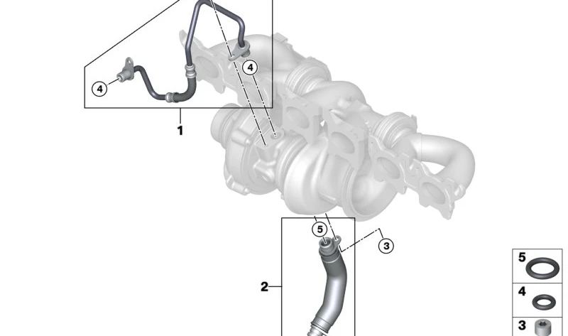 Tubo de retorno de aceite OEM 11427643176 para BMW F20, F21, F22, F23, F30, F31, F34, F32, F33, F36, G30, G31, G32, G11, G12, G01, G02. Original BMW.