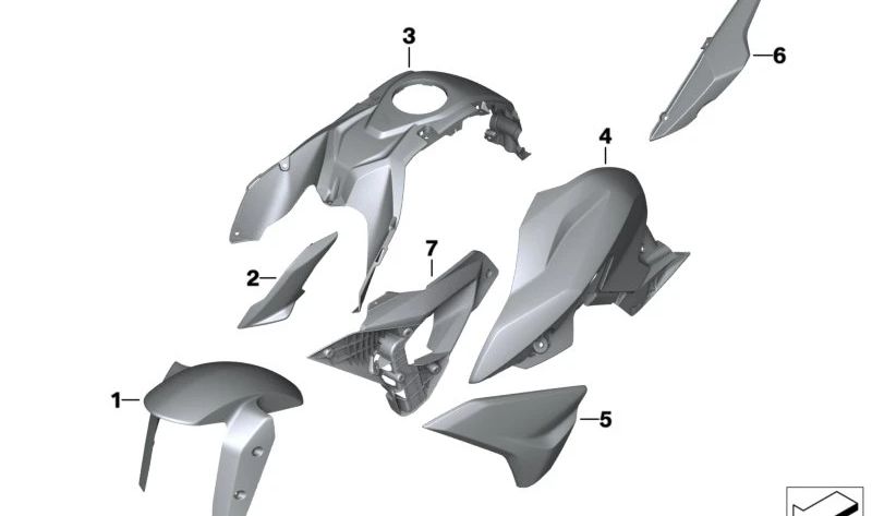 Cubierta depósito derecha pieza bruta OEM 46638565956 para BMW G 310 R (K03). Original BMW Motorrad.