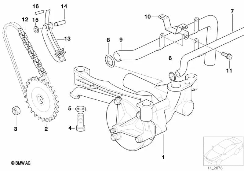 Bulón de apoyo para BMW Serie 3 E36, E46, Serie 5 E28, E34, Serie 6 E24, Serie 7 E32, Z4 E85, E86 (OEM 11111706500). Original BMW