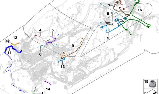 Center armrest wiring harness for BMW 7 Series G11, G12 (OEM 61129396231). Original BMW