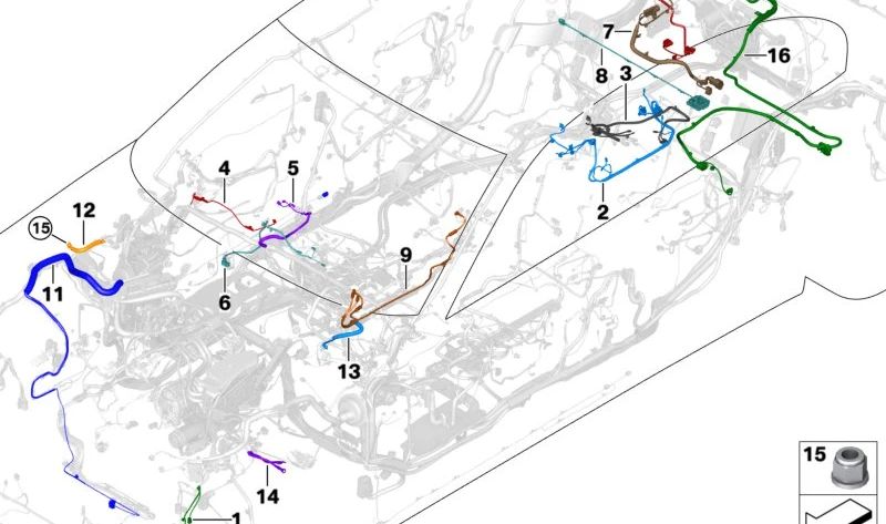 Wiring Harness for Rear Axle Deflection Control for BMW G31, G31N, G32, G32N (OEM 61126823680). Original BMW
