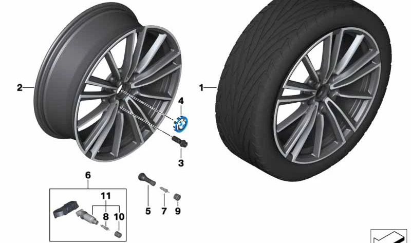 Alloy Disc Wheel for BMW I12, I12N, I15 (OEM 36116887446). Original BMW