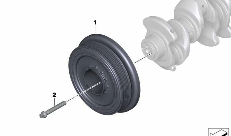 Amortiguador de vibraciones OEM 11235A80209 para MINI F20, F21, F40, F44, F45, F46, F48, F39, F55, F56, F57, F54, F60 y BMW F20, F21. Original MINI y BMW.