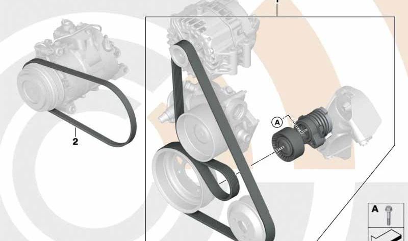 Correa Poly-V OEM 11287631825 para BMW F07, F10, F11, F06, F12, F13, F01, F02, E70, F15, F85, E71, F16, F86. Compatible con motores N63 y N63T. Original BMW.