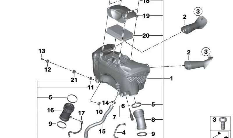 Silenciador de admisión OEM 13718567190 para motos BMW R1250GS, R1250GS Adventure, R1250RT. Original BMW Motorrad.
