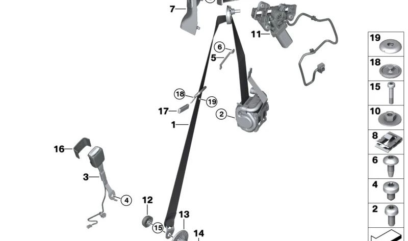 Ceinture de sécurité avant gauche OEM 72119476265 pour BMW G22 (420D, 420D XDrive, 420i, 420i XDrive). Couleur beige canberra. BMW d'origine.