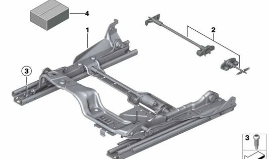 Kit de reparación guía palanca asiento trasero inferior OEM 52107430485 para BMW F06, F12, F13. Original BMW.