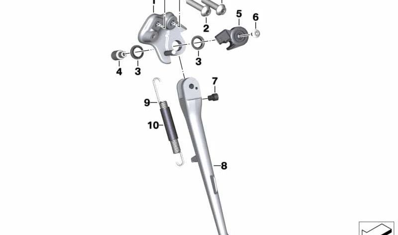 Apoyo lateral OEM 46538361541 para motos BMW S 1000 RR (K67), M 1000 RR (K66) desde 2019 hasta 2025. Original BMW Motorrad.