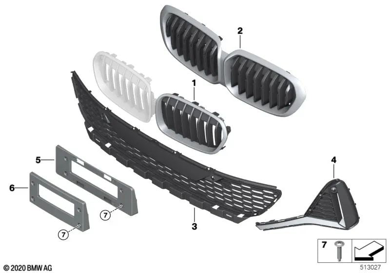 OEM Front Center Molding 51118079609 for BMW 1 Series F52 (118i, 120i, 125i). Genuine BMW.