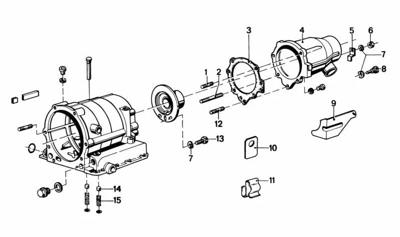 Junta de transmisión sin amianto OEM 24111630280 para BMW E12, E21, E3, E9, E10, E114 con motor M10 y cambio automático. Compatible con modelos desde 1969 hasta 1975. Original BMW.