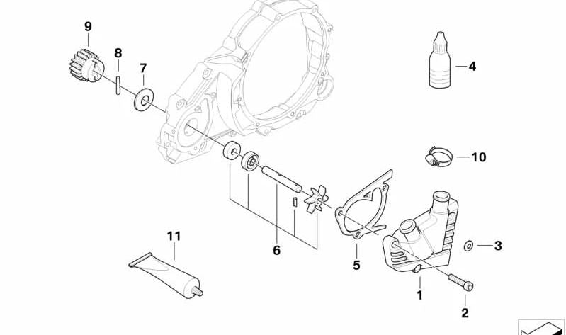 Juego de eje de bomba de líquido refrigerante OEM 11517700414 para motos BMW G 650 GS, G 650 GS Sertão, G 650 X. Original BMW Motorrad.