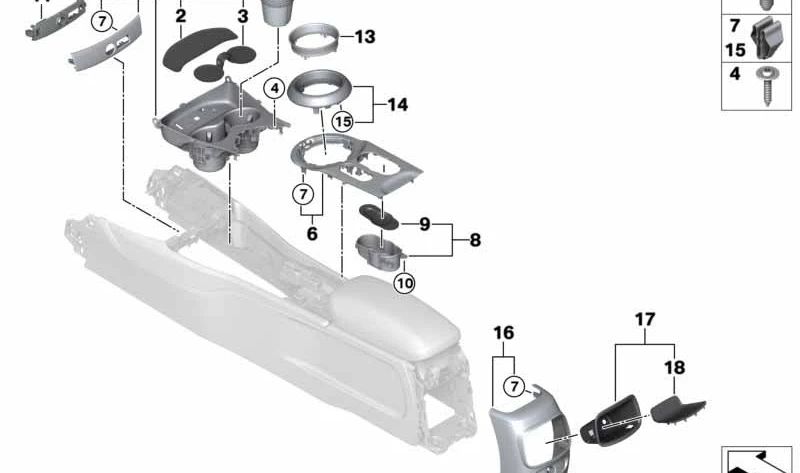 Embellecedor consola central trasera OEM 51166842226 para MINI F54 (Clubman). Original MINI.