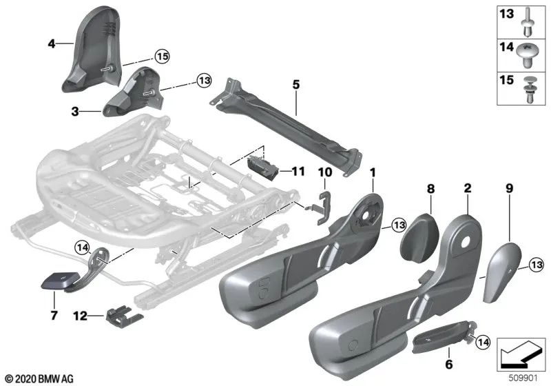 Footwell Light Bracket OEM 52107371125 for BMW F40, F44, F45, X1, X2 and MINI Clubman, Countryman... and more. Original BMW and MINI.