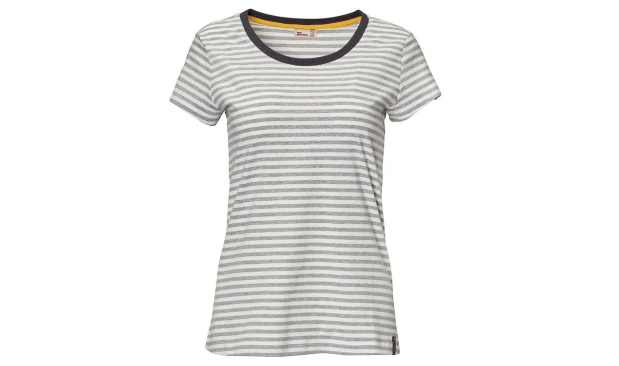 Camiseta blanca mujer "Air-cooled" OEM 76617109883 para BMW Motorrad. Diseño entallado con logo BMW y estampado frontal. Tallas XS a XXL. Original BMW Motorrad.
