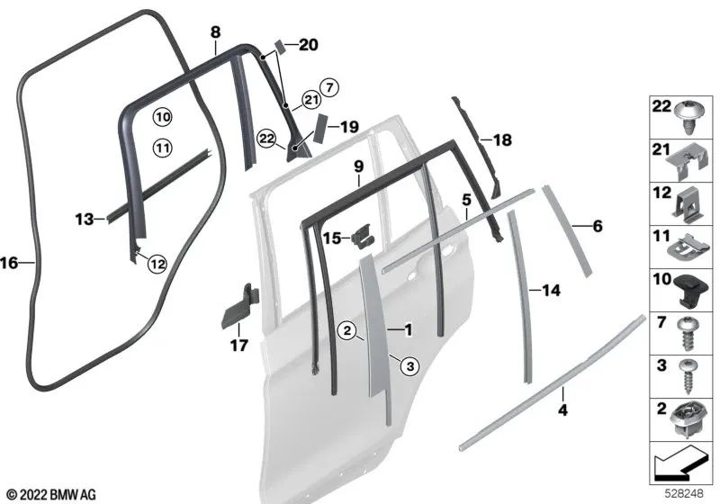 Embellecedor del marco de la ventana, puerta trasera derecha para BMW X4 F26 (OEM 51357335676). Original BMW
