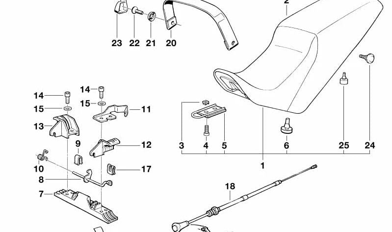 Soporte de sujeción izquierdo OEM 51252308099 para BMW Motorrad K1. Original BMW Motorrad.