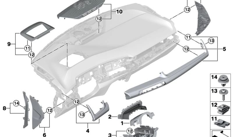 Rissabdeckung für die Lenksäule für die BMW -Serie 2 U06, X1 U11, X2 U10 (OEM 51459496541). Original BMW.