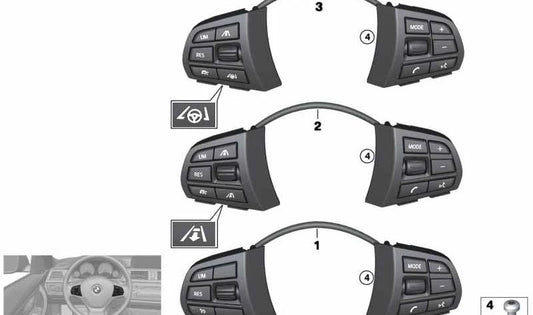 Interruptor volante multifunción deportivo OEM 61319312724 para BMW X5 F15. Original BMW.