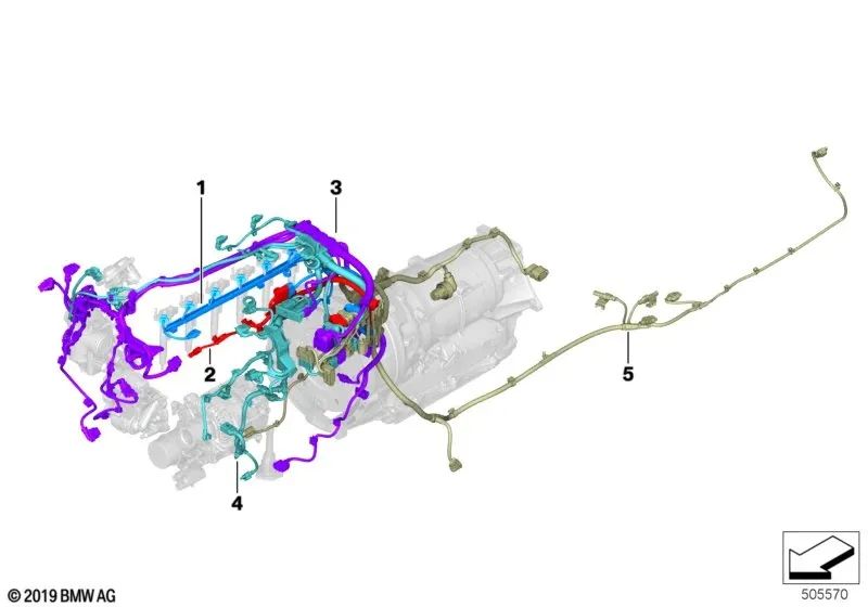 Cablaggio motore OEM 12519886541 per BMW 3' G20, 4' G22, 5' G30, 6' G32, 7' G11, 8' G14, X3 G01, X4 G02... e altro ancora. BMW originale.