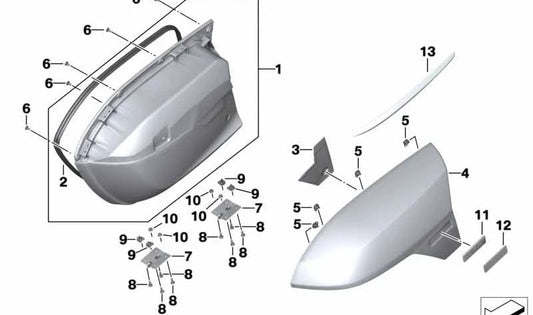 Bisagra para maleta OEM 46547693120 para motos BMW K1300 GT, K1600 GT, R1200 RT... y más. Original BMW Motorrad.