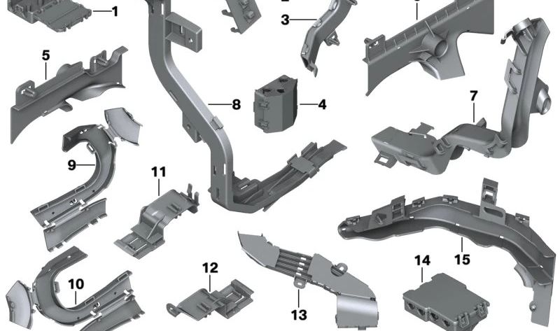 O duto de cabo para o piso do tronco para BMW X3 F97, G01, G08, X4 F98, G02, X5 F95, G05, G18, X6 F96, G06, X7 G07 (OEM 61136802110). BMW original