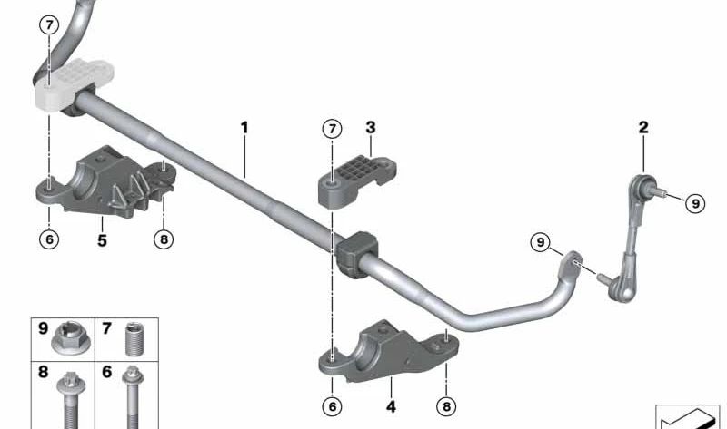 Stabilizer Support for BMW F90, G30, G31, G38, G32, G11, G12, F91, F92, F93, G14, G15, G16 (OEM 31306861473). Genuine BMW