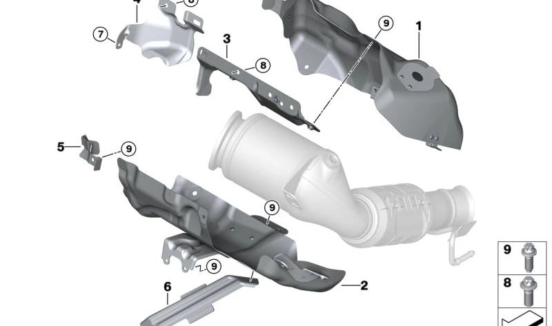 Protector térmico superior para turbo (OEM 11658489633) para BMW X1 U11, X2 U10 y MINI F66, U25. Pieza original BMW y MINI.