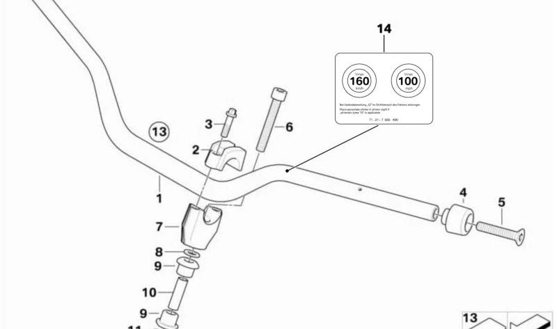 Manillar OEM 32718530422 para motos BMW F 650 GS, F 800 GS (06/2011 - 07/2016). Original BMW Motorrad.
