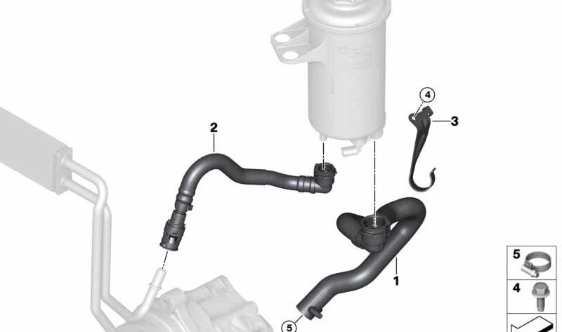 Tubería de succión de dirección asistida OEM 32416850684 para BMW E70, E71, F15, F16, F85, F86. Original BMW.