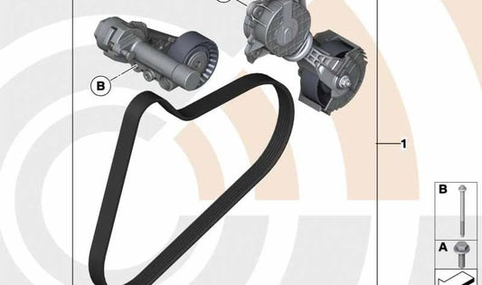 Kit reparación transmisión por correa OEM 11282444339 para MINI R56, R55, R57, R58, R59, R60, R61. Original MINI.