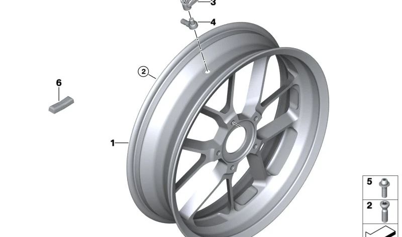 Roue forgée arrière Enduro OEM 36315B3BB52 pour motos BMW R 1300 GS, R 1300 GS Adventure. BMW Motorrad d'origine.