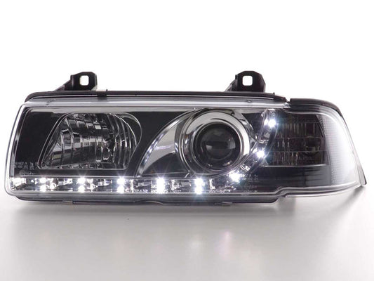 LED headlights with DRL BMW appearance 3 Coupé series, Cabrio E36 92-98 chromed