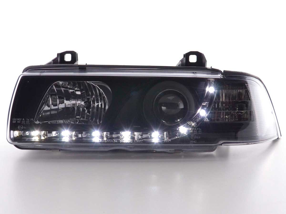 Faros delanteros LED con aspecto DRL para BMW Serie 3 Coupé, Cabrio E36 92-98 negro