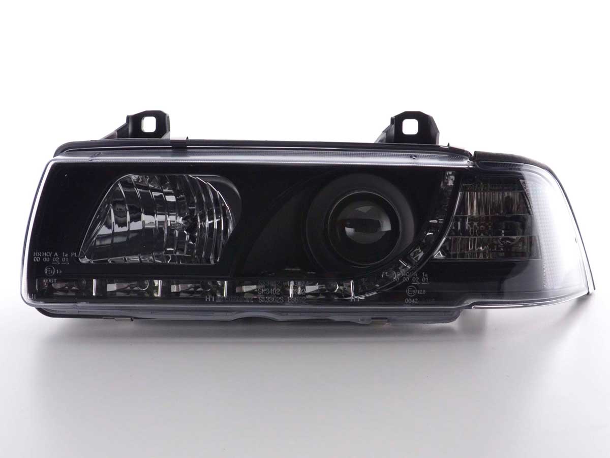 Faros delanteros LED con aspecto DRL para BMW Serie 3 Coupé, Cabrio E36 92-98 negro