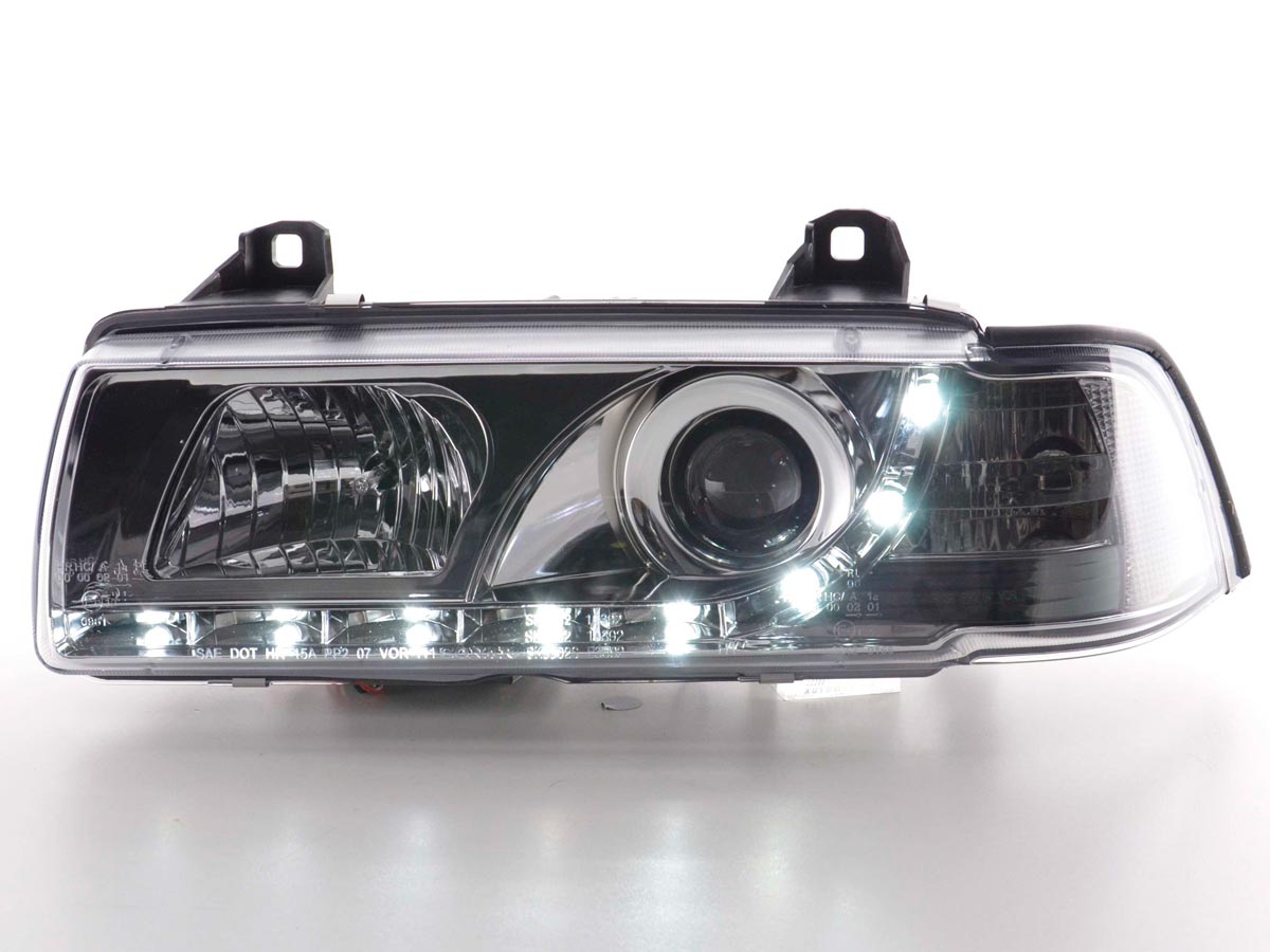Faros delanteros LED para BMW Serie 3 E36 Coupé/Cabrio 92-98 cromados para volante a la derecha