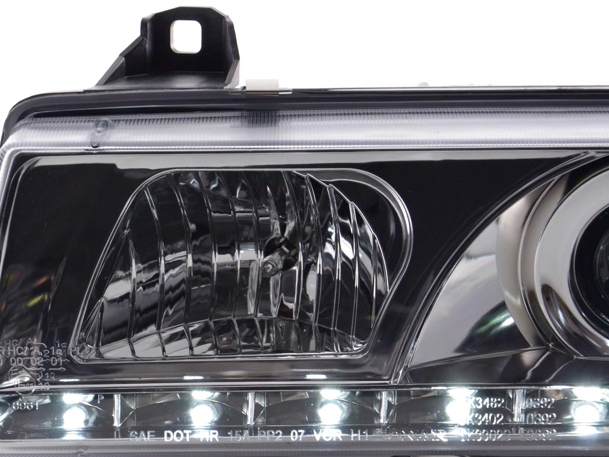 Faros delanteros LED para BMW Serie 3 E36 Coupé/Cabrio 92-98 cromados para volante a la derecha