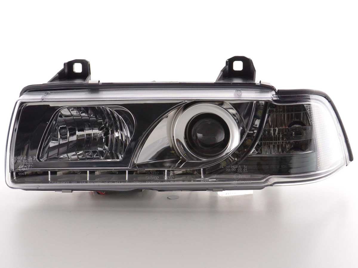 Faros delanteros LED BMW Serie 3 E36 Berlina / Touring cromados para volante a la derecha