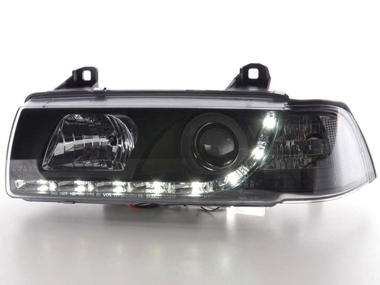 Faros De Luz Diurna Luces Conducción Led Bmw Serie 3 E36 Limo / Touring Negro Para Volante A La