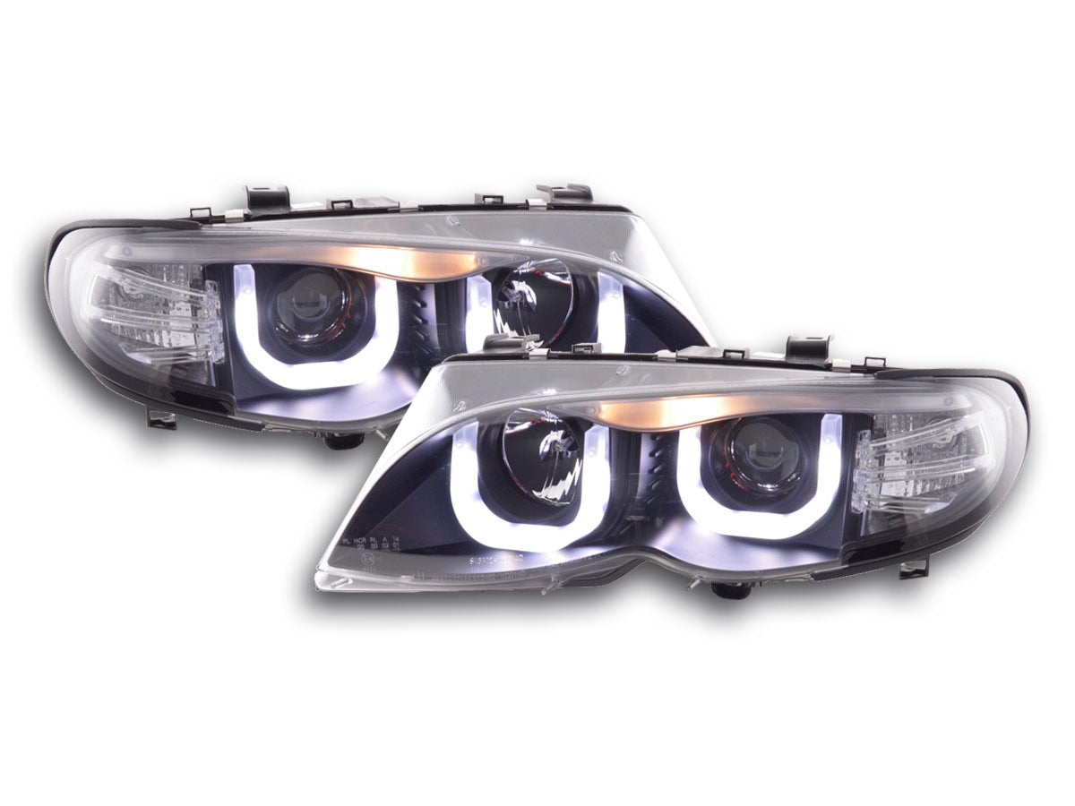 Angel Eye Faros per BMW 3 E46 Berlina/Touring 02-05 in nero per veicoli con volante destro