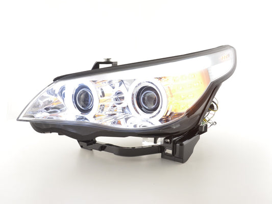 Faróis CCFL xenon angel eyes BMW 5er E60 / E61 05-08 cromados