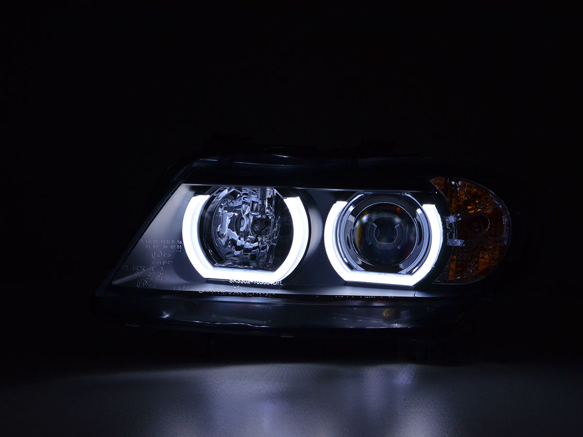 Faros delanteros LED con aspecto DRL BMW Serie 3 E90 / E91 05-08 negro