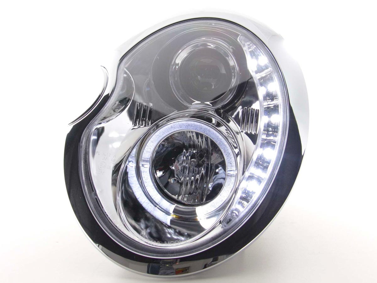 Faros delanteros LED DRL look Mini Cooper R50 01-06 cromado
