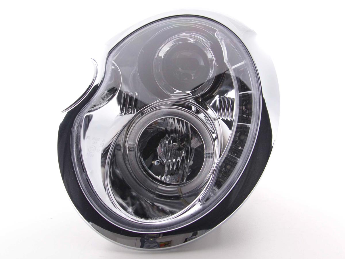 Faros delanteros LED DRL look Mini Cooper R50 01-06 cromado