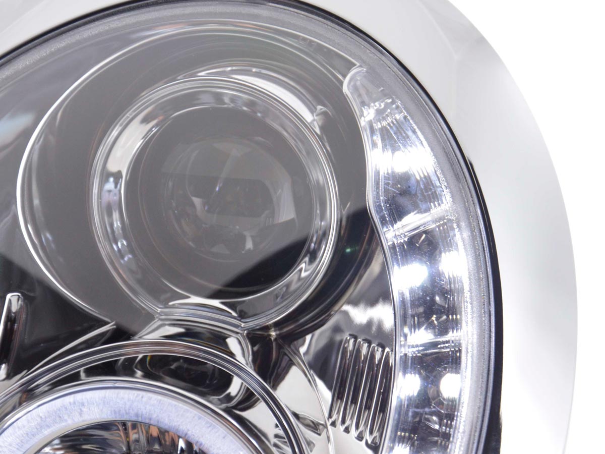 Faros delanteros LED DRL look Mini Cooper R50 01-06 cromado