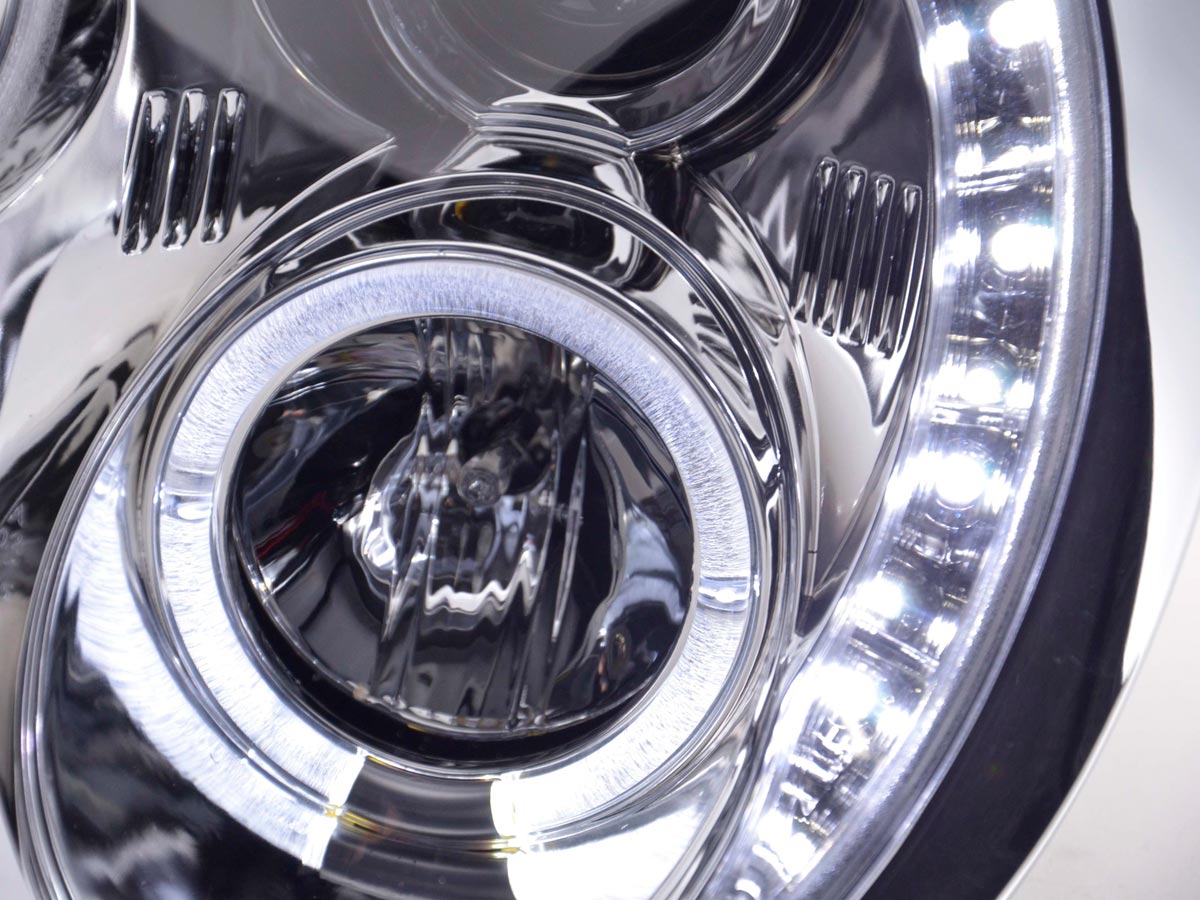 Faros delanteros LED DRL look Mini Cooper R50 01-06 cromado