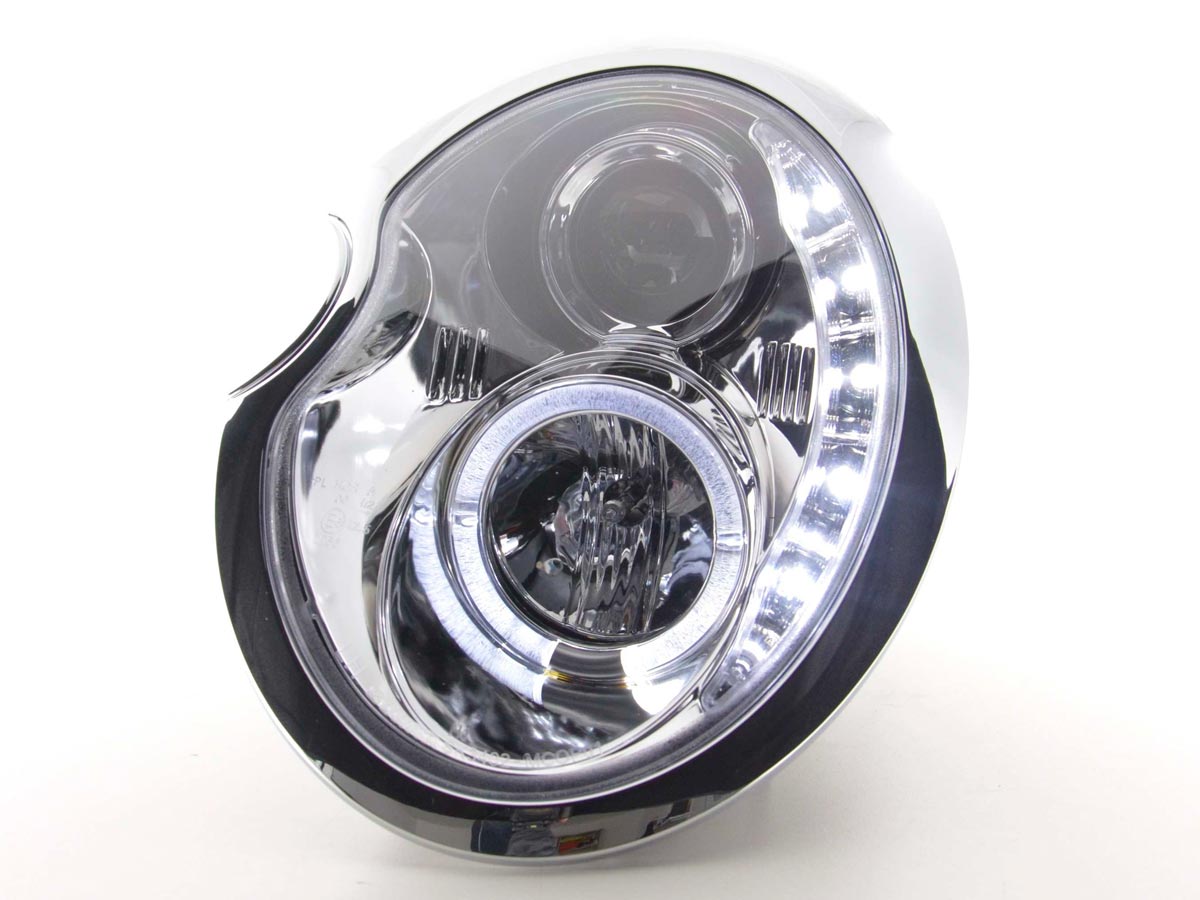 Faros delanteros LED DRL look Mini Cooper R50 01-06 cromado
